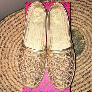 NWT Tory Burch Rhea Metallic Aline Espadrilles